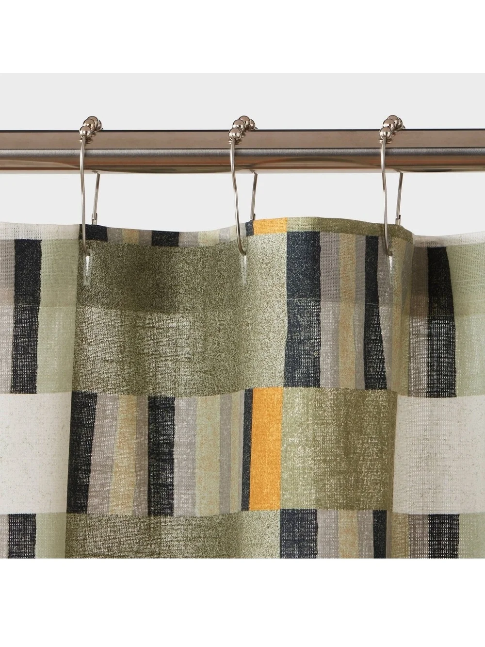 Broken Stripe Green Yellow Geometric Shower Curtain - Threshold